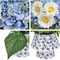 Artificial Flowers Mixed Daisy Eucalyptus Leaf Berries Fake Flowers, Large Blue and White Ceramic Vase Realistic Silk Flowers Bouquet for Home Decor Indoor Wedding Farmhouse